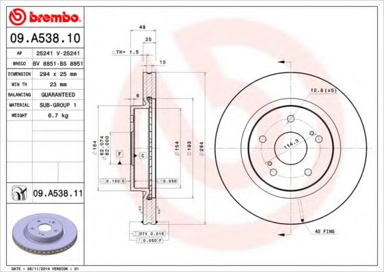 09.A538.10 BREMBO  